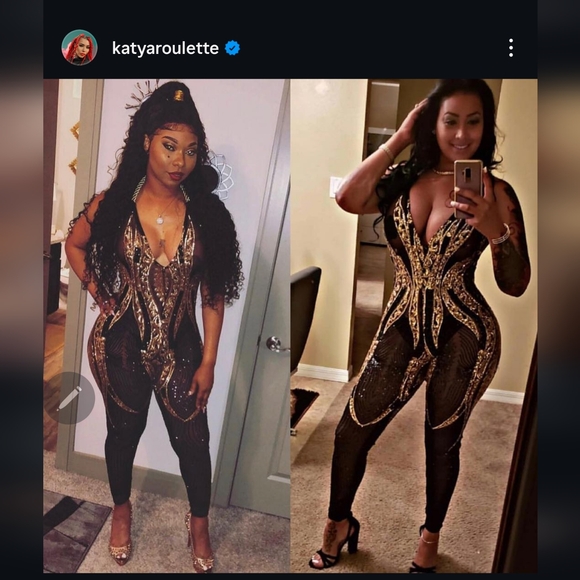 Red sequin custom jumpsuit - Picture 5 of 6